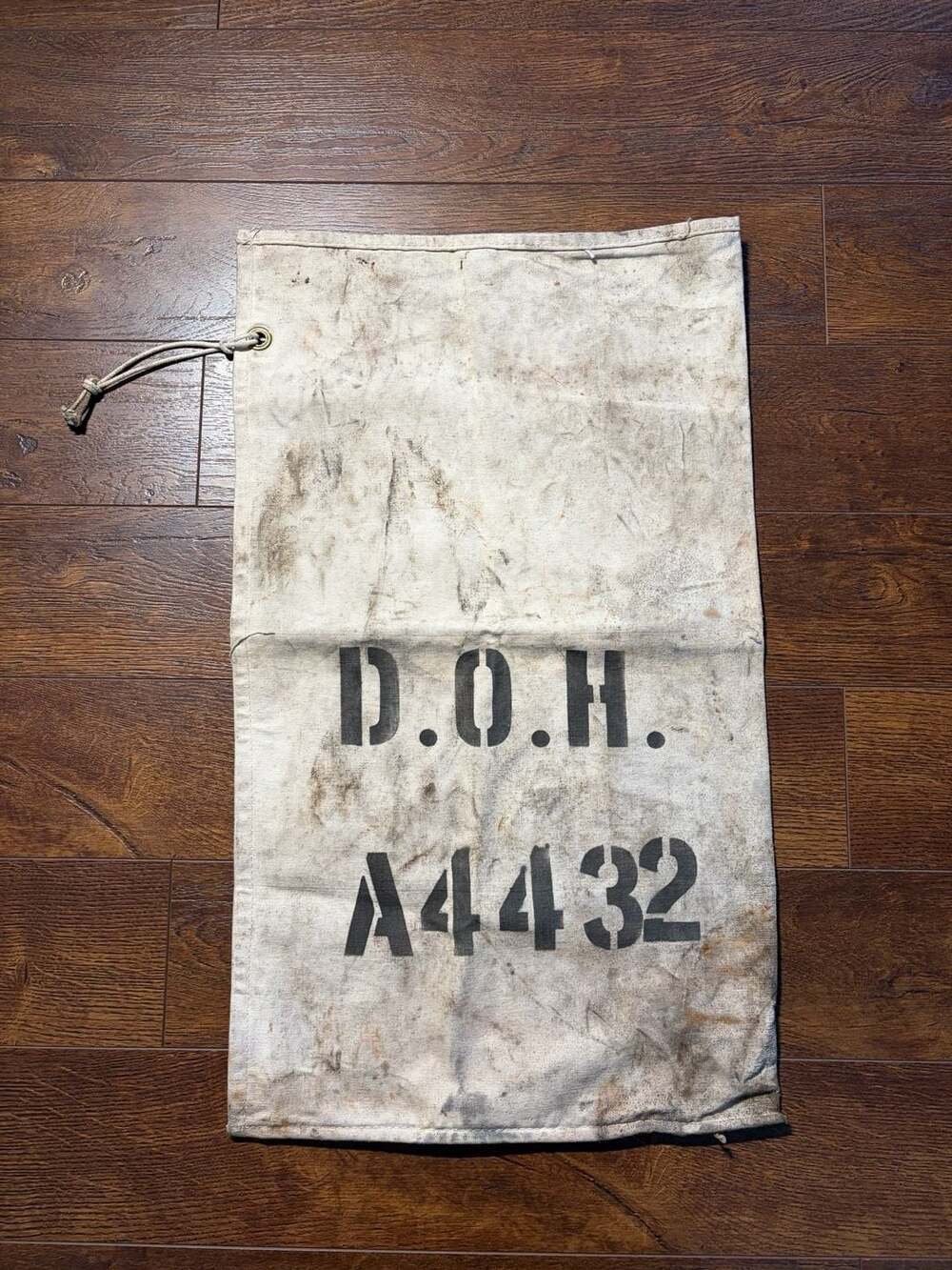 Vintage Military Canvas Bag, Distressed Utility Sack - Stenciled D.O.H.